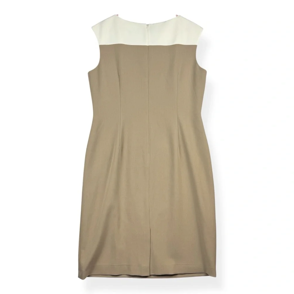 Dillard Preston York Dress Womens 12 Beige‎ White Sheath Dress Knee Length
